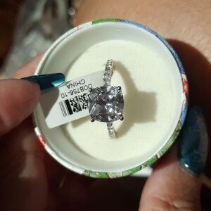 GENUINE LARGE PRINCESS BELLA LUCE STERLING SILVER ETERNITY ENGAGEMENT RING 10